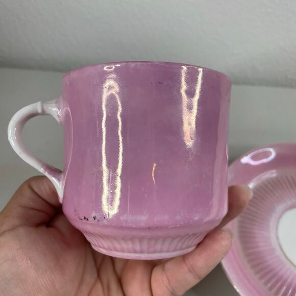 Vintage Mustache Cup and Saucer "A Present" Porcelain Made in Germany - Picture 4 of 11